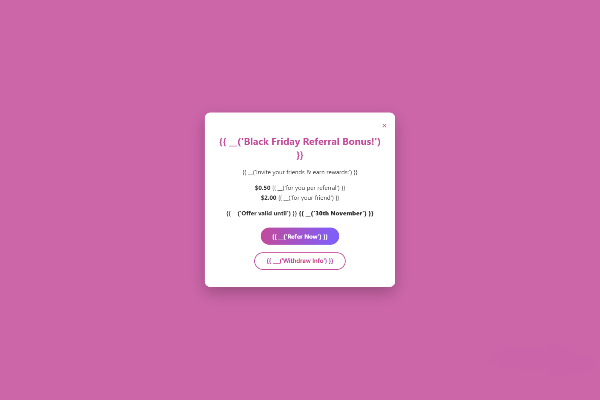 Black Friday Bonus Promo Popup